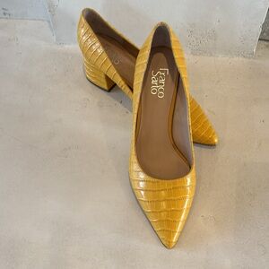Franco Sarto Yellow Callan Leather Croc-Embossed Women's Shoes